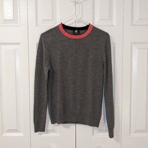 Paul Smith Merino Wool Crew Sweater Womens Small Long Sleeve Gray Pink Cabincore